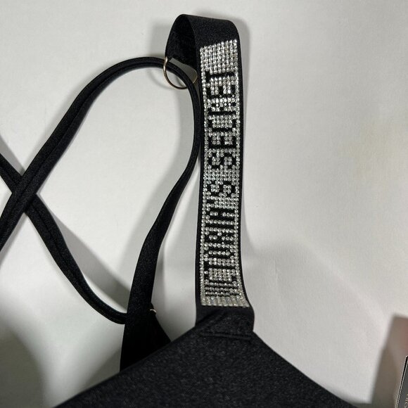 Victoria Secret 38C Bombshell Push Up Bikini Top Shine Strap LOGO Black - Picture 5 of 6